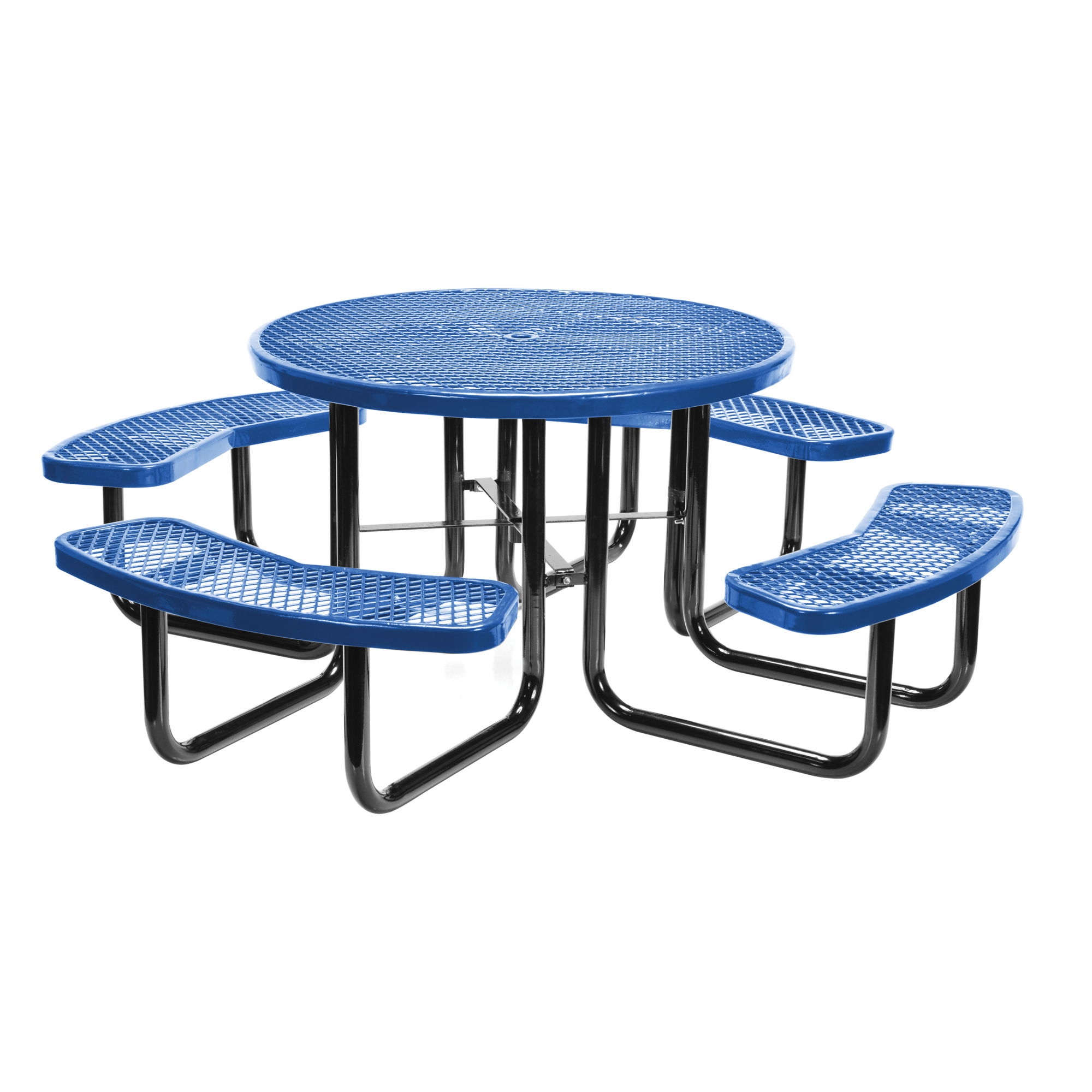 Vestil Round Picnic Table - Expanded Metal, 29in. Height, Blue, Model# PT-MX-RT-46-BL
